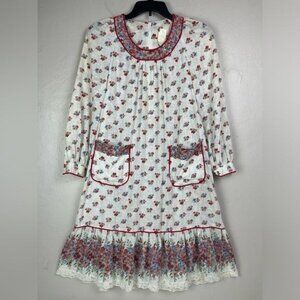 Vtg 70s Jody T Floral Dress Housedress Semi Sheer Medium